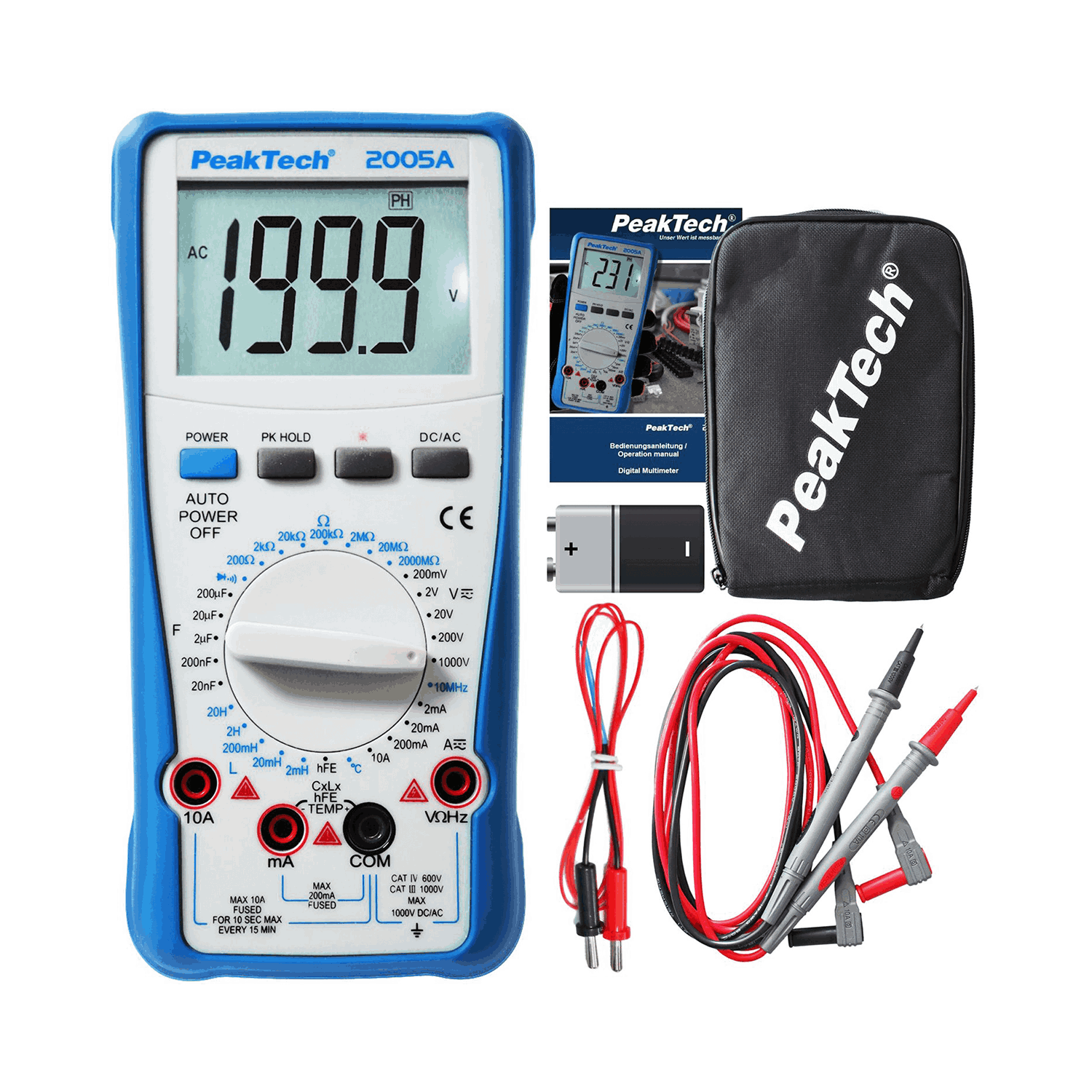 PeakTech P 1020 A: Multímetro Digital AC/DC 600V con Fusible Automático - Calidad y Precisión Garantizadas - Image 2