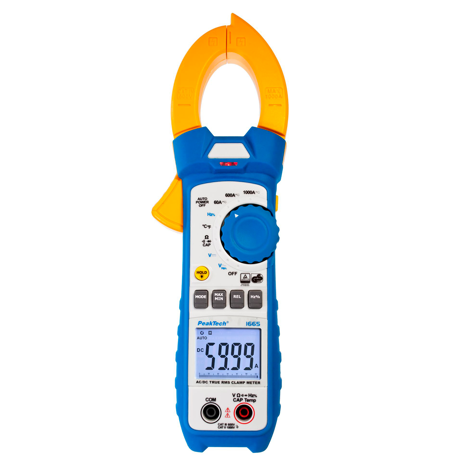 Descubre la Pinza Amperimétrica PeakTech P 1665: TrueRMS, Pantalla de 6000 Cuentas, Medición de 1000A AC/DC