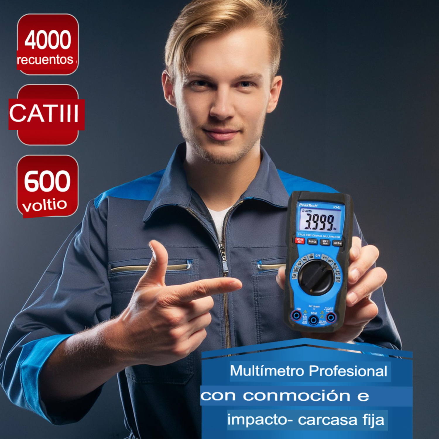 Multímetro digital PeakTech P 1041» TrueRMS de 4000 cuentas. Rango automático. - Image 4