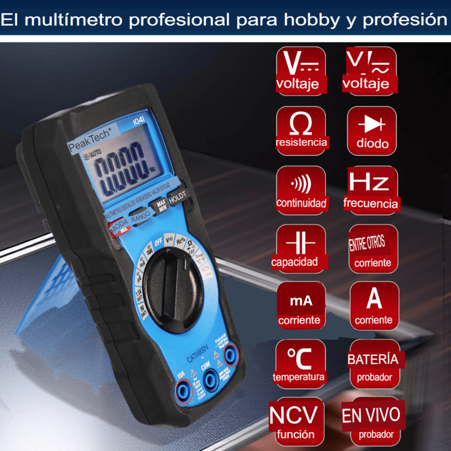 Multímetro digital PeakTech P 1041» TrueRMS de 4000 cuentas. Rango automático. - Image 2