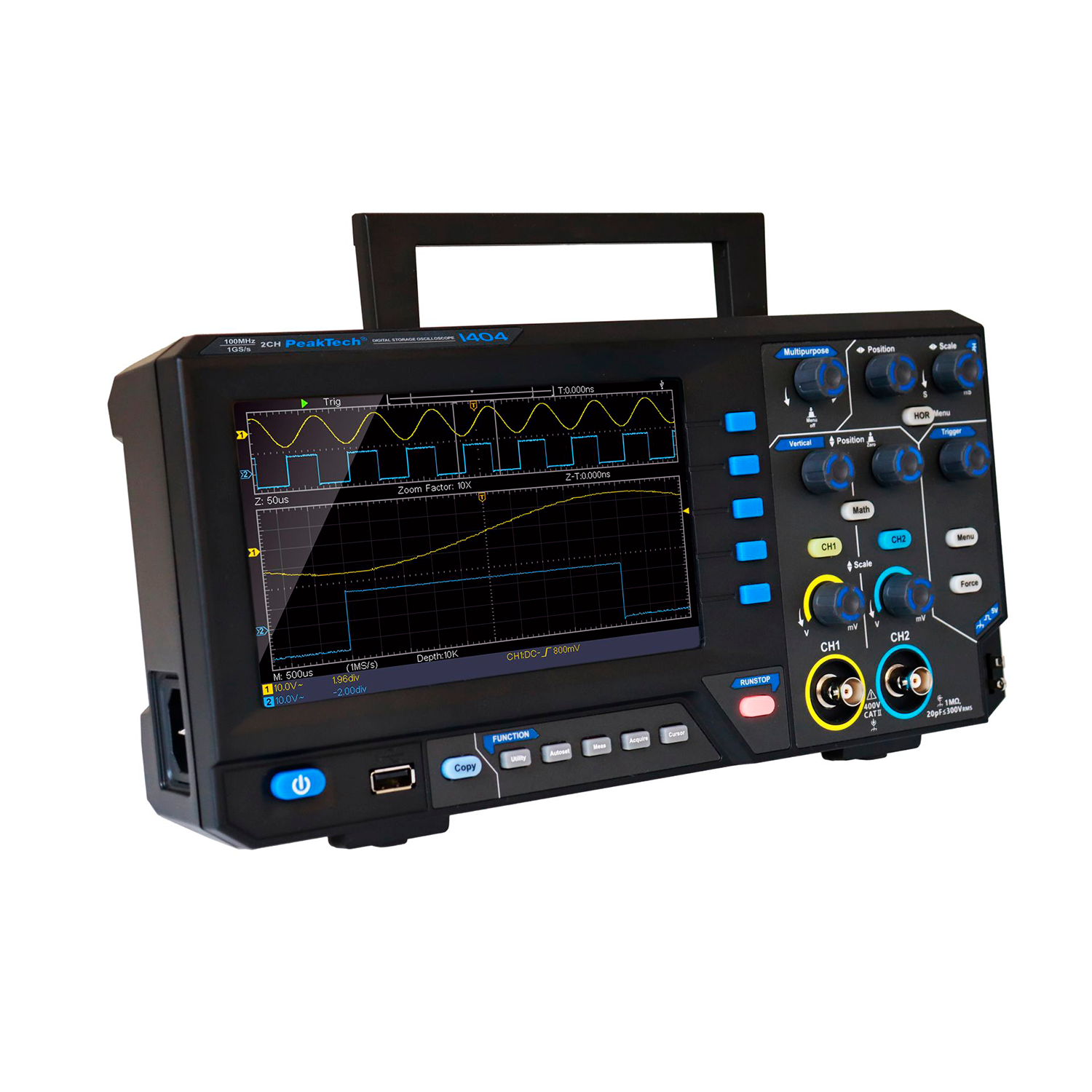 PeakTech P 1404 100 MHz / 2CH, 1 GS/s Osciloscopio digital - Image 3