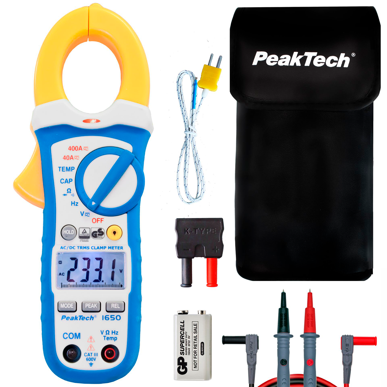 PeakTech P 1650 Medidor de Pinza TrueRMS, 4000 cuentas 400A AC/DC - Image 2