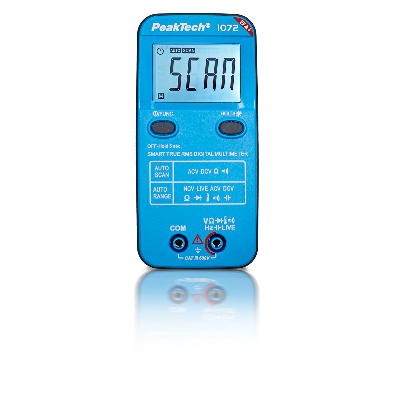 Multímetro inteligente PeakTech P 1072 de 600 V CA/CC con NCV y prueba en vivo