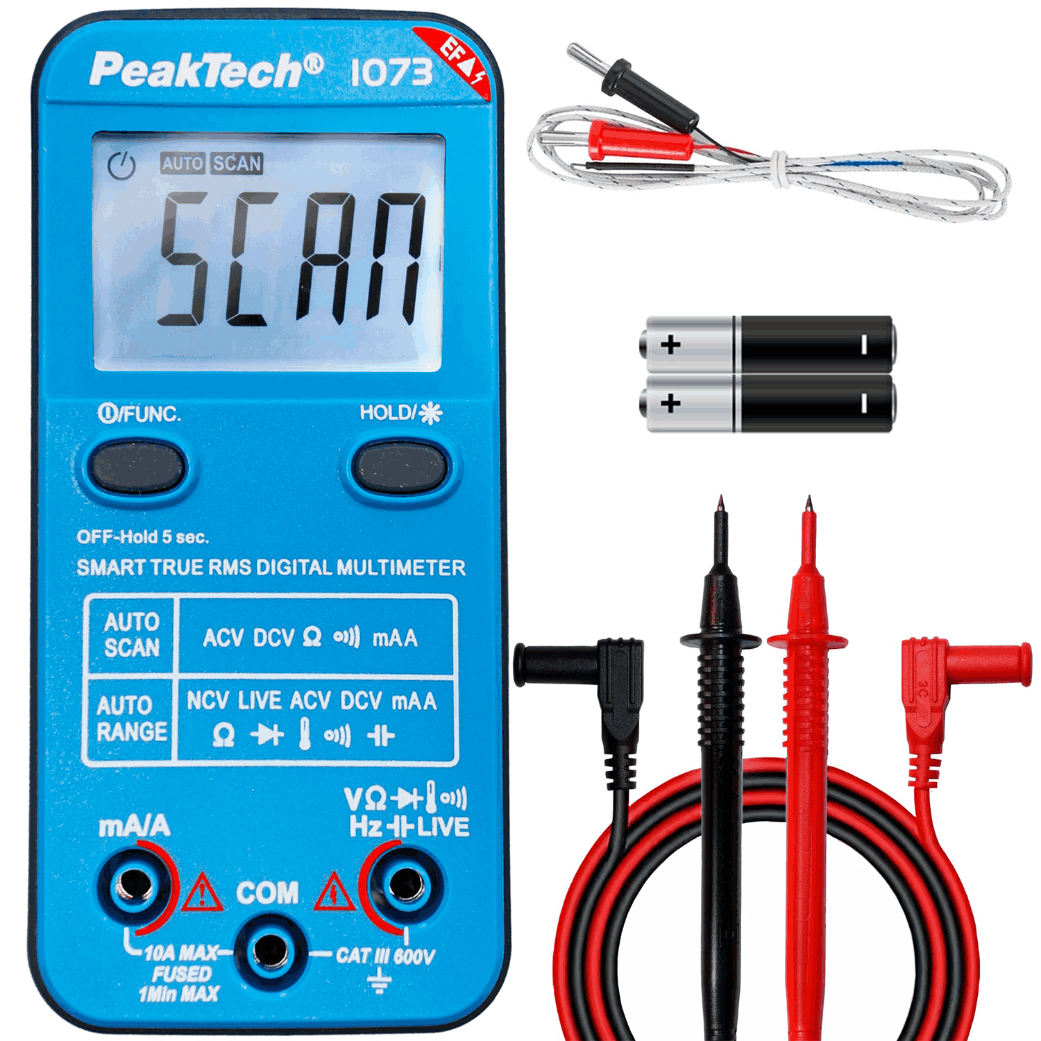 Multímetro inteligente PeakTech P 1073 de 600 V CA/CC con NCV y prueba en vivo - Image 2