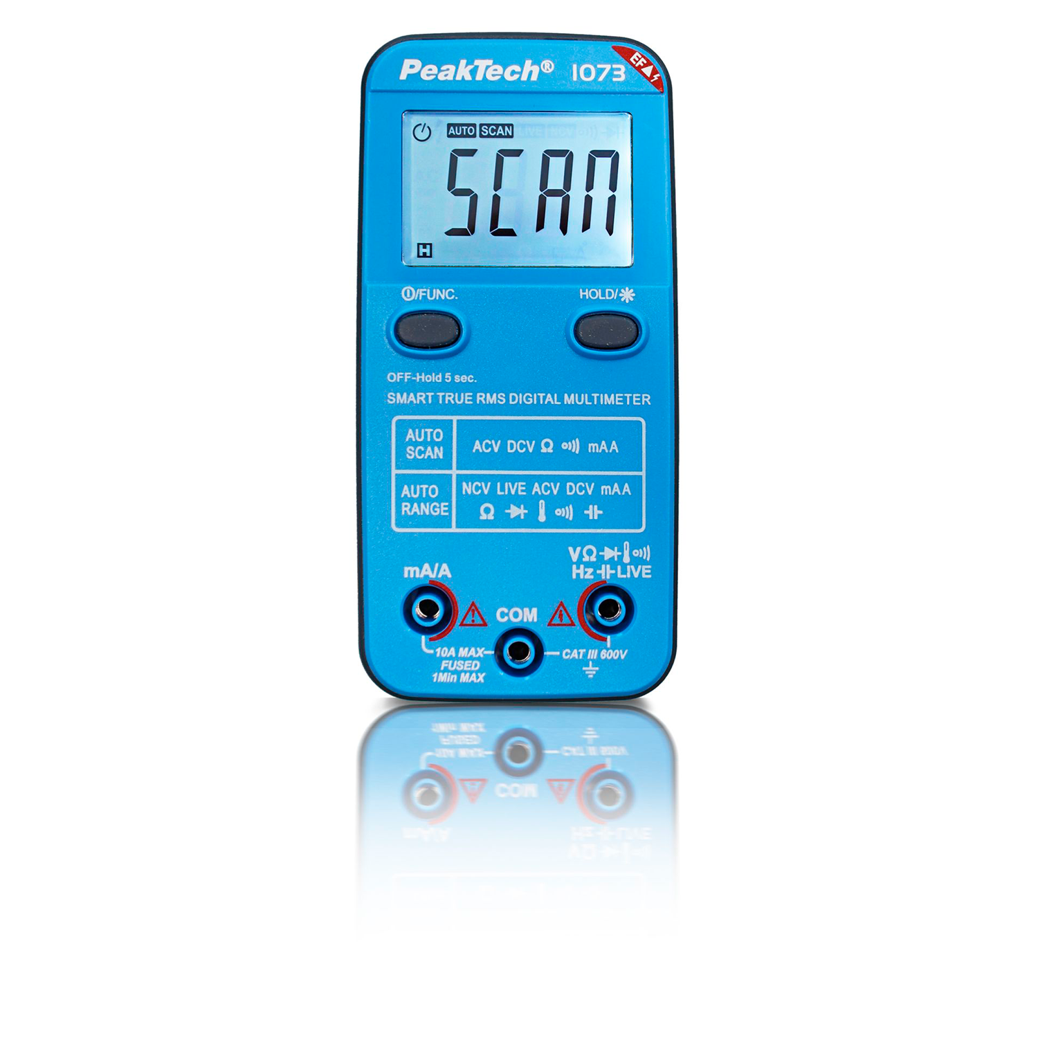 Multímetro inteligente PeakTech P 1073 de 600 V CA/CC con NCV y prueba en vivo