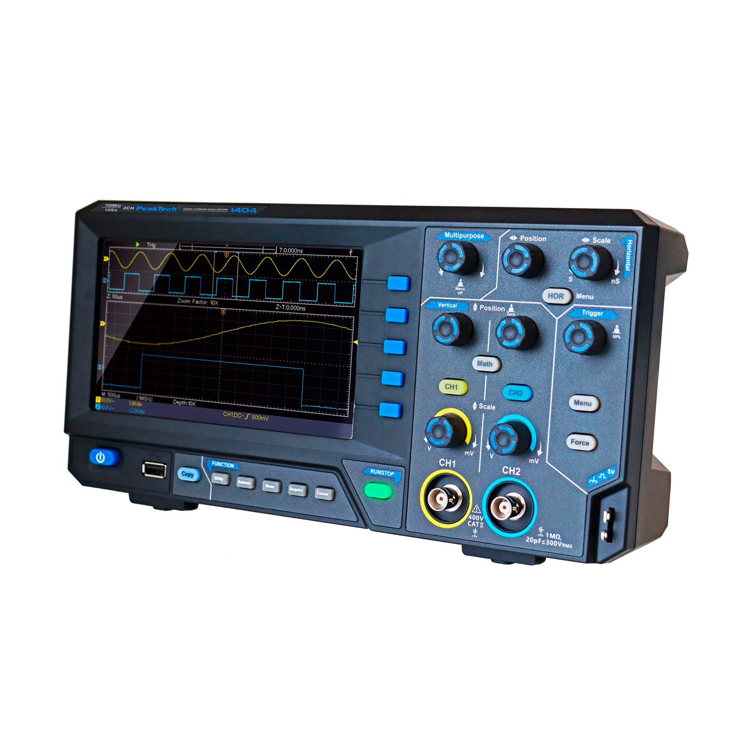 PeakTech P 1404 100 MHz / 2CH, 1 GS/s Osciloscopio digital - Image 4