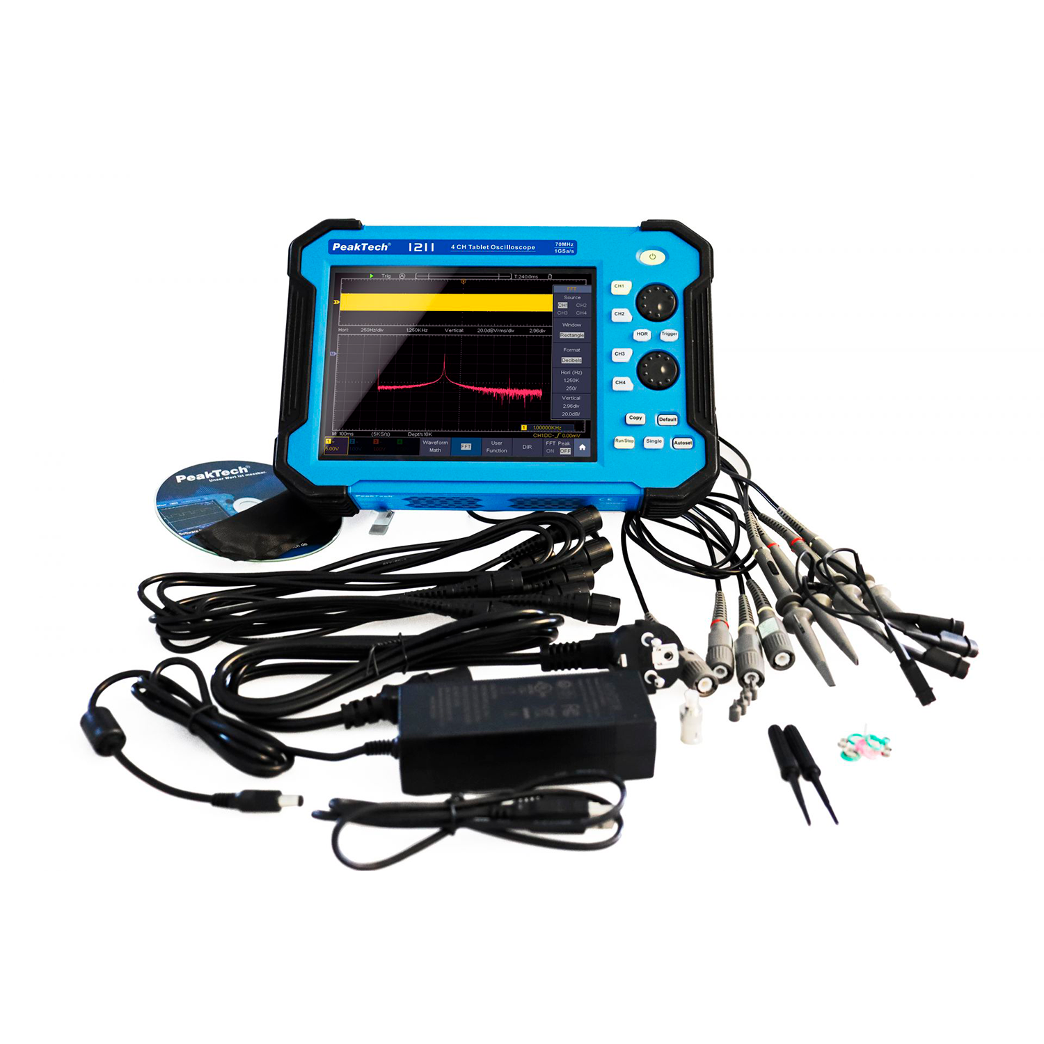 PeakTech P 1211 70 MHz / 4 CH, 1 GS/s Osciloscopio tablet - Image 4