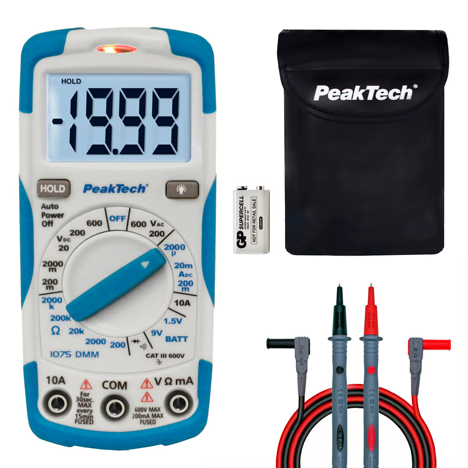 PeakTech P 1075 Multímetro Digital AC/DC 600V, LED 2000 dígitos - Image 2