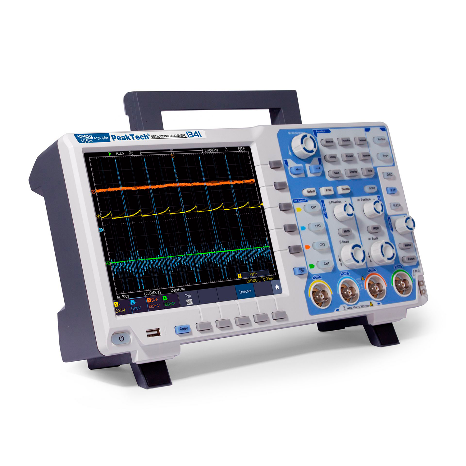 PeakTech P 1341 Osciloscopio Almacenaje Digital 100MHz/4CH 1GS/s - Image 2