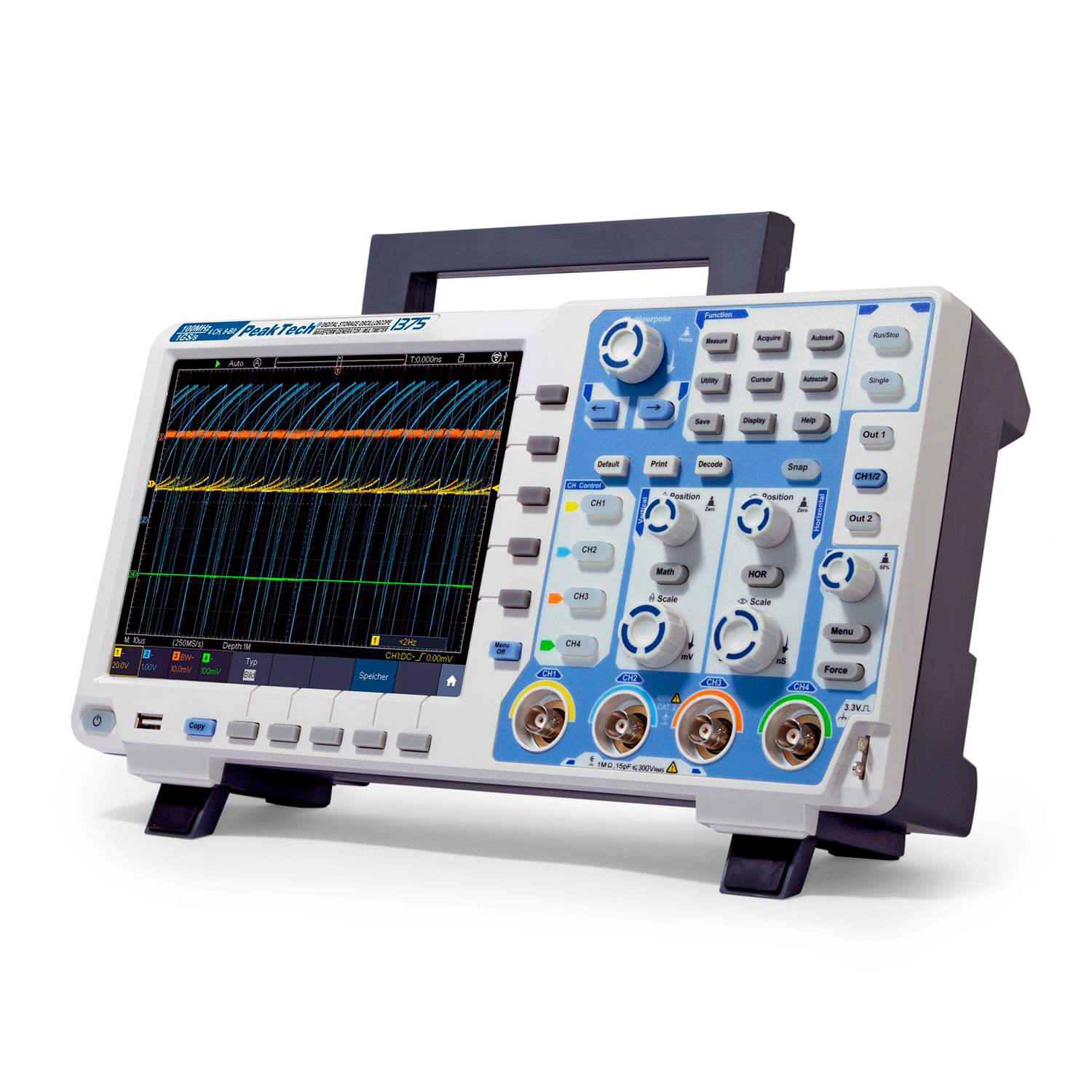 PeakTech P 1375 Osciloscopio de Pantalla Táctil, 4ch 100MH/z 1GS/s - Image 4