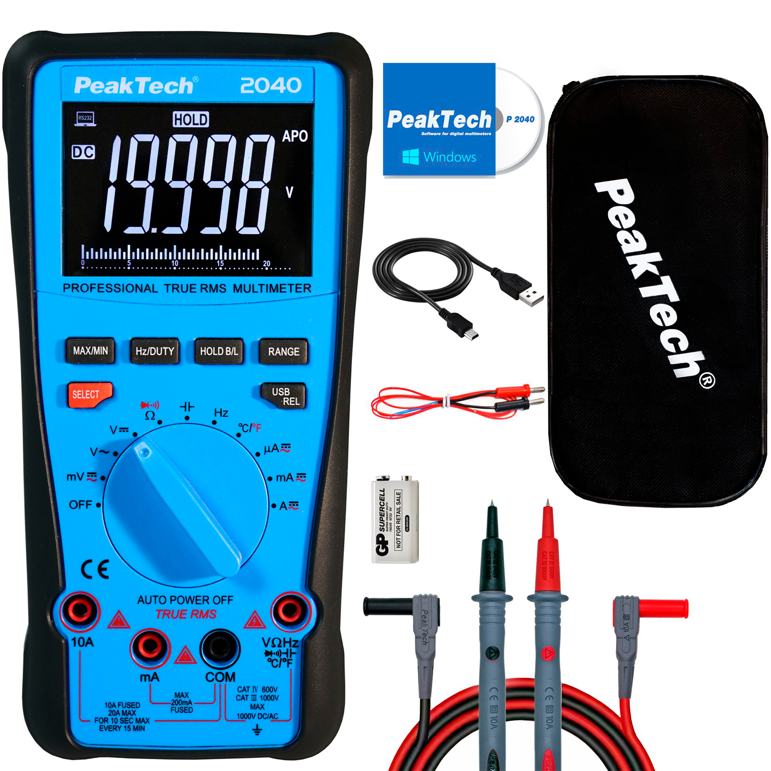 PeakTech P 2040 Multímetro Digital TrueRMS 1000V 20000 Counts-USB - Image 2