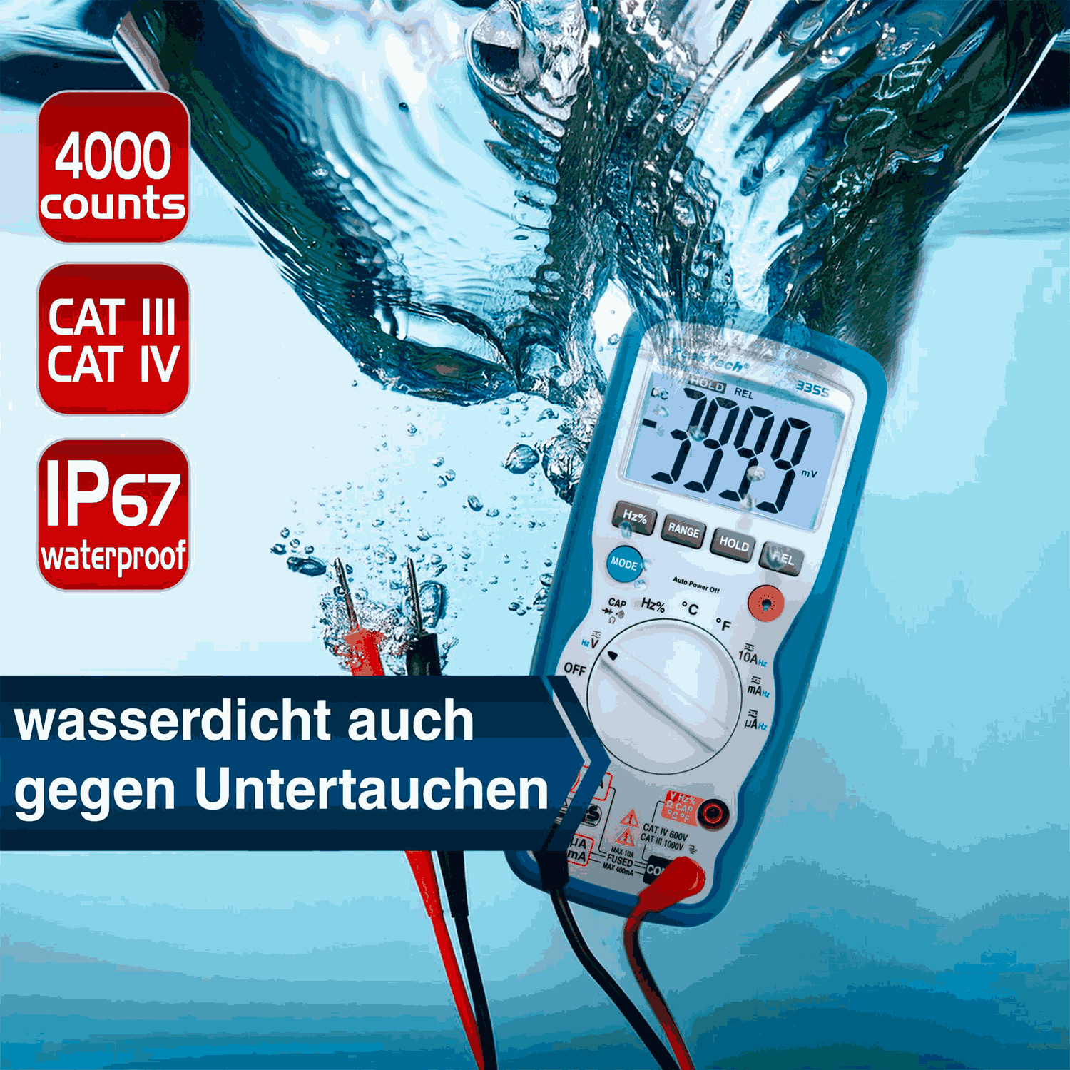 PeakTech P 3355 Multímetro Digital 4000 cuentas IP67 - Image 2