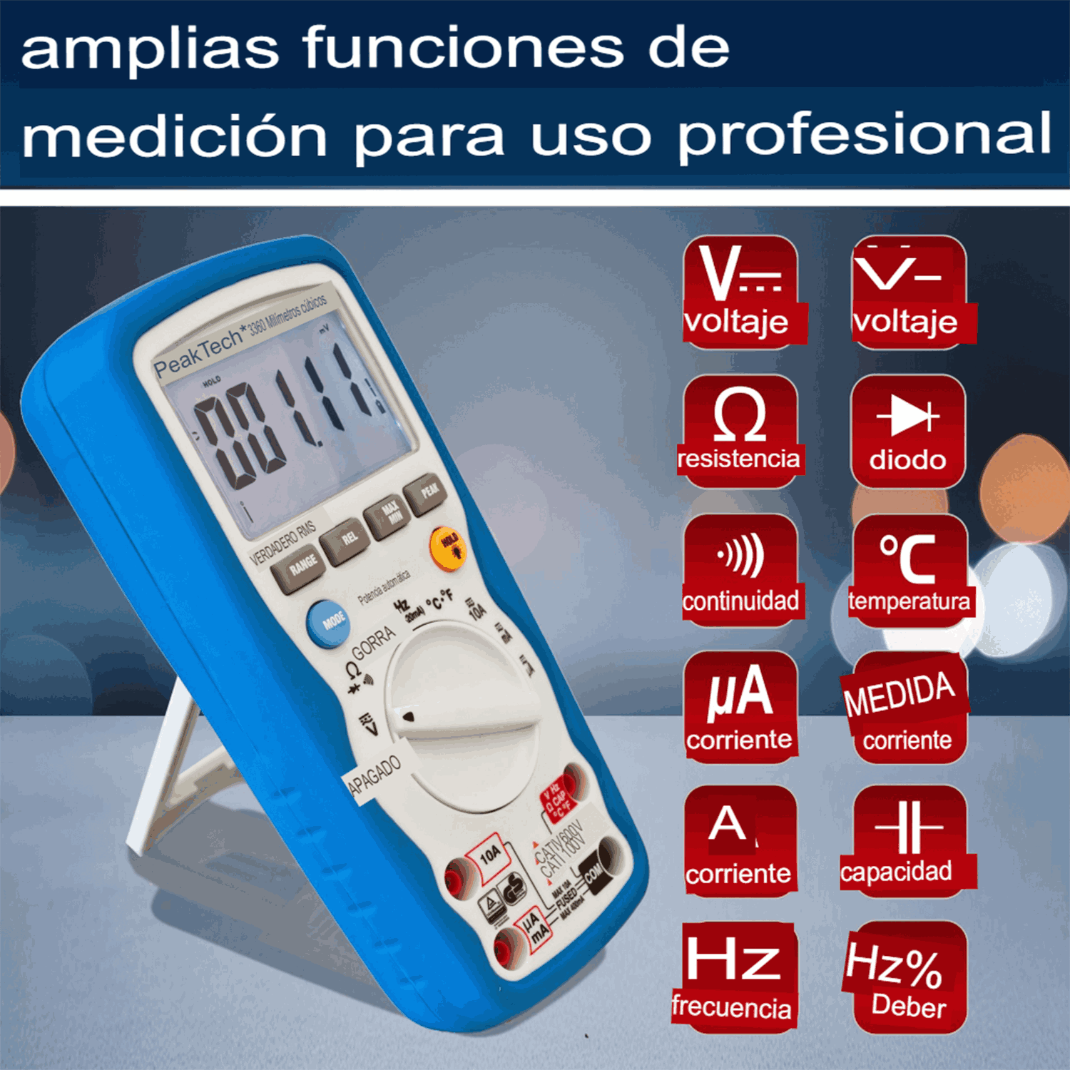 PeakTech P 3360 Multímetro Digital, 40000 cuentas, IP67, TrueRMS - Image 3