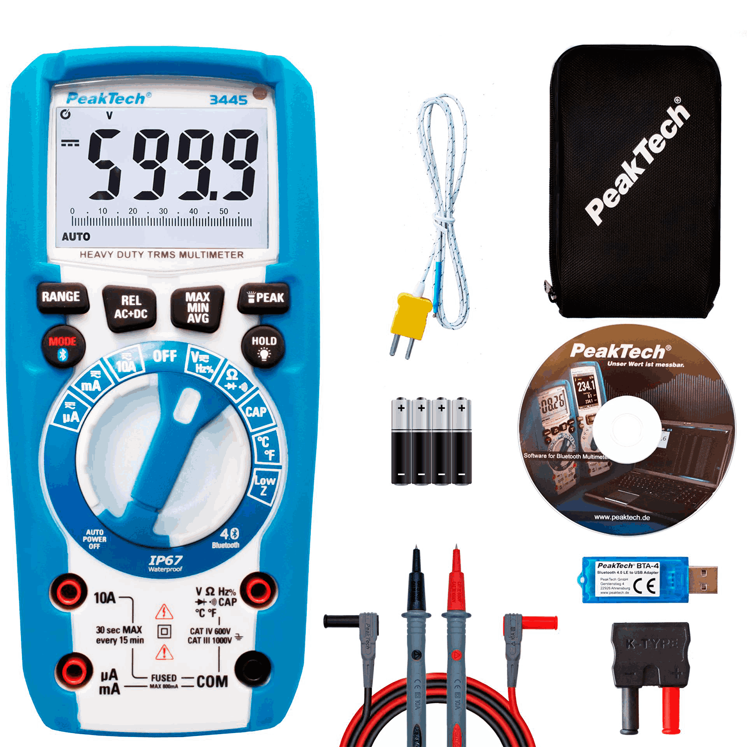 PeakTech P 3445 Multímetro Digital 6000 cuentas TRMS, IP67, BT - Image 2