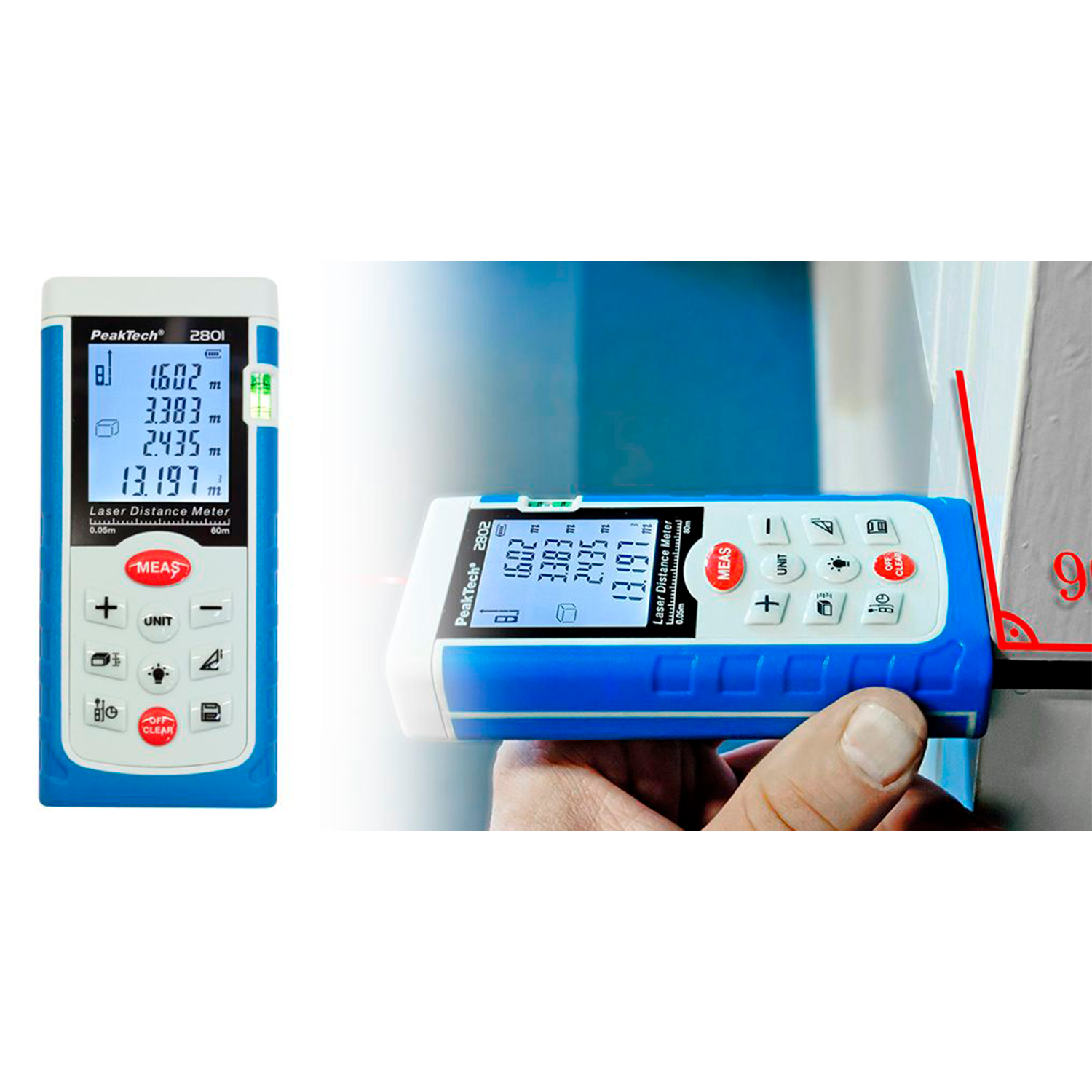 PeakTech P 2801 Medidor de distancia láser de hasta 60m - Image 2