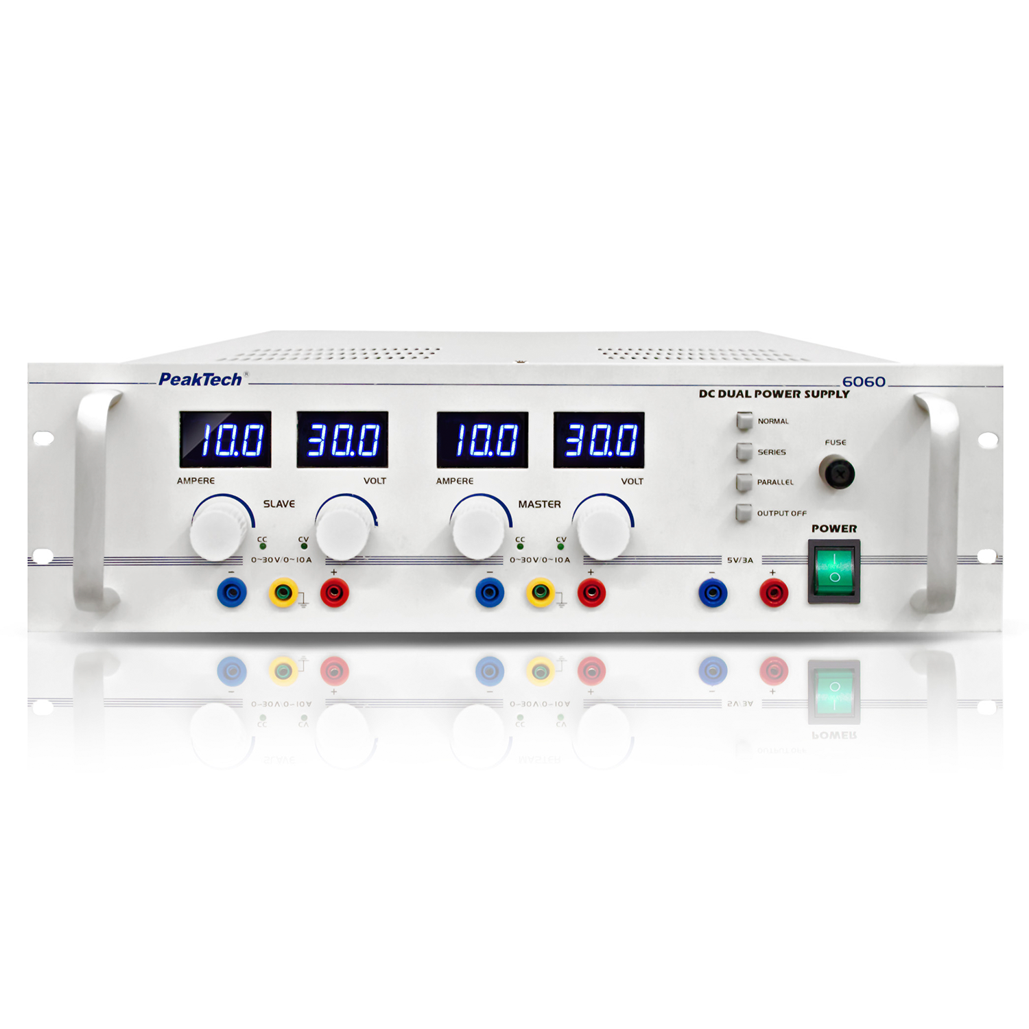PeakTech P 6060 Fuente de Alimentación Dual Regulada 3 Tomas